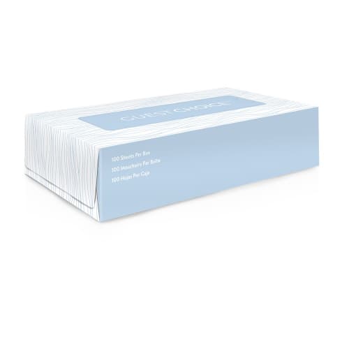 Pañuelo Desechable para la Cara Guest Choice de 2 Hojas, Caja Plana, 100 Pañuelos Por Caja